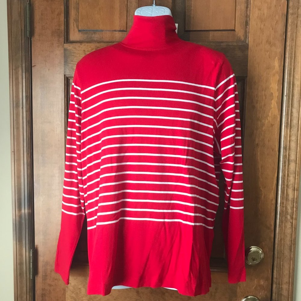 NWT Vineyard Vines Red w/White Stripes Pullover Turtleneck 3X
